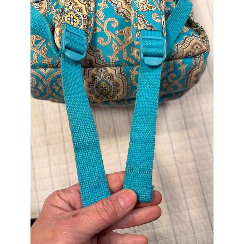 Vera Bradley Quilted Cotton Backpack & Matching Wristlet Blue Turquoise‎ Paisley